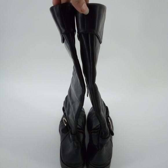 FRYE Riding Boots Leather Black Zipper Silver Ring 77215 Made in Mexico 6 B - Picture 6 of 13